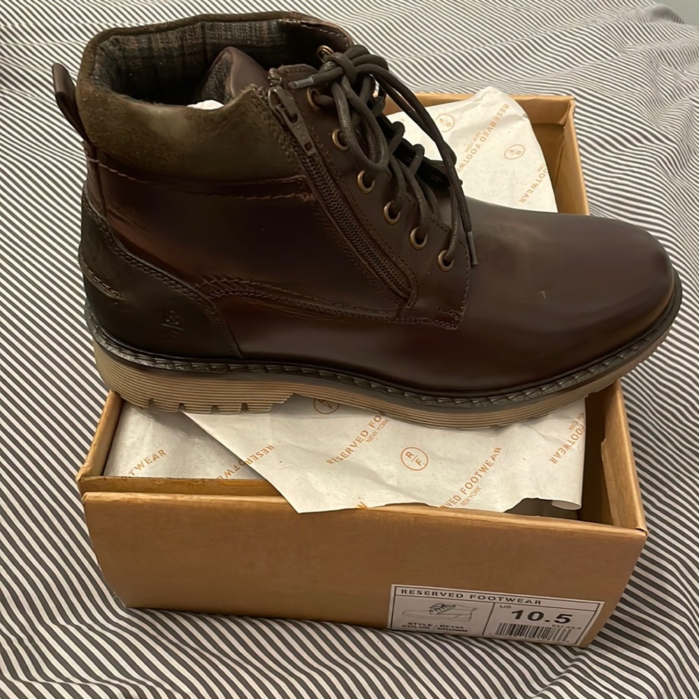 Reserved Footwear Brown Leather Mens Boots size 10.5